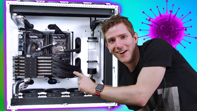 man pointing at computer